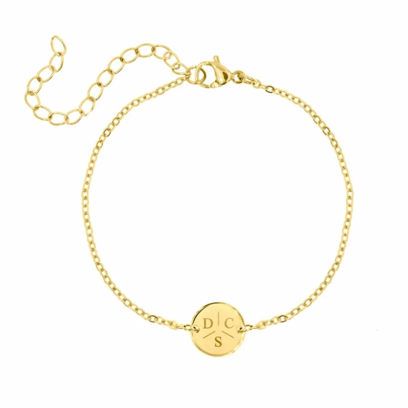 Finaste Armband 3 initialen met mini muntje goud kleurig Sale
