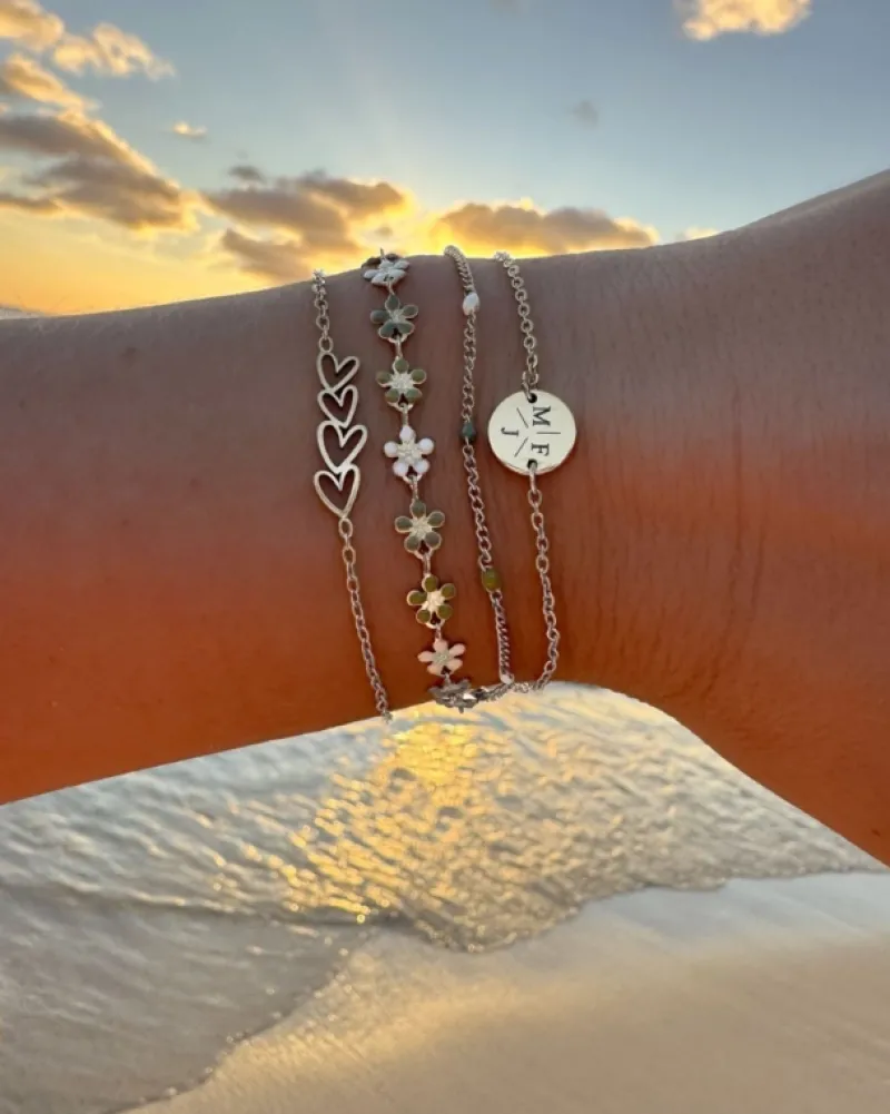 Finaste Armband 3 initialen met mini muntje Online