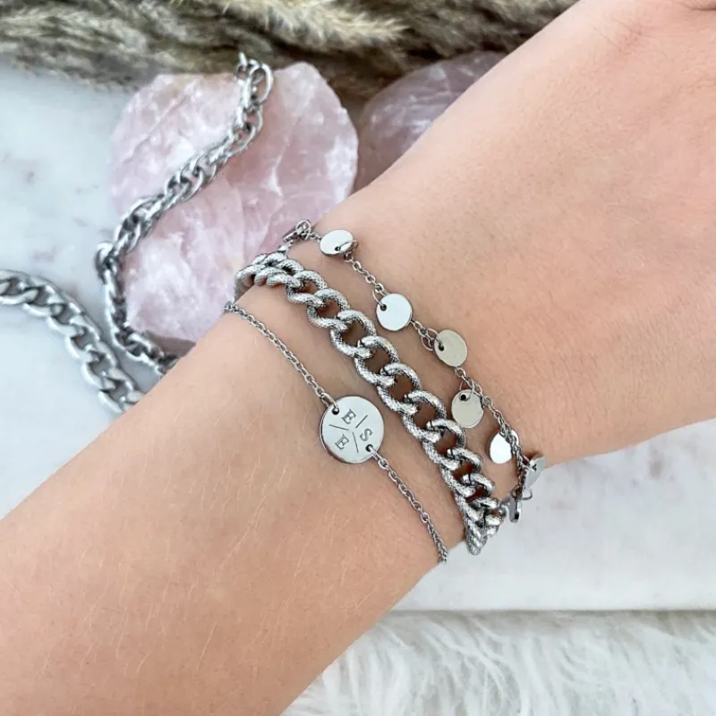 Finaste Armband 3 initialen met mini muntje Online