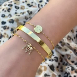 Finaste Armband 3 initialen met mini muntje goud kleurig Sale