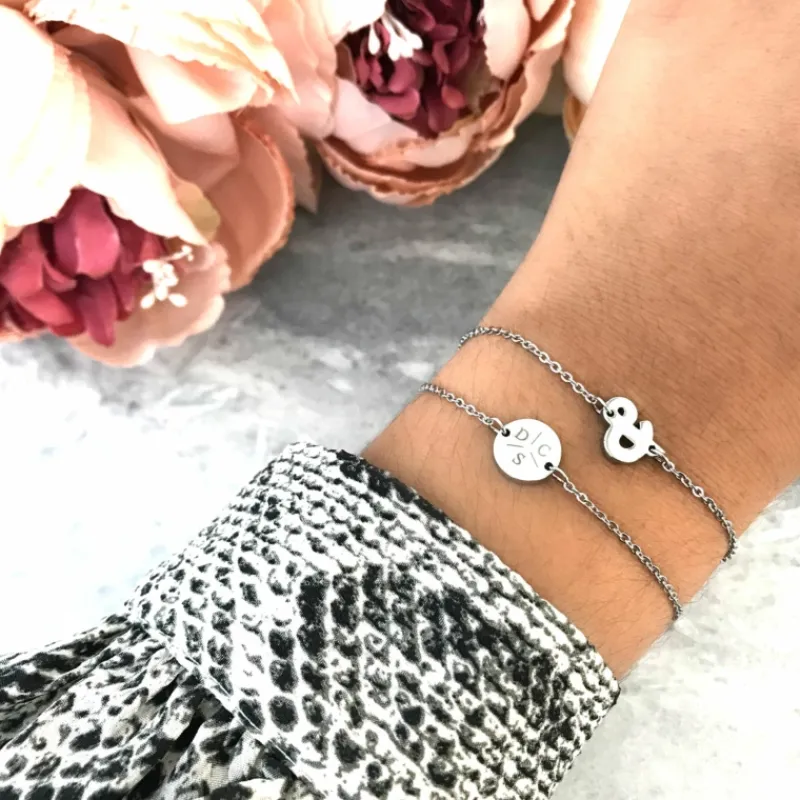 Finaste Armband 3 initialen met mini muntje Online