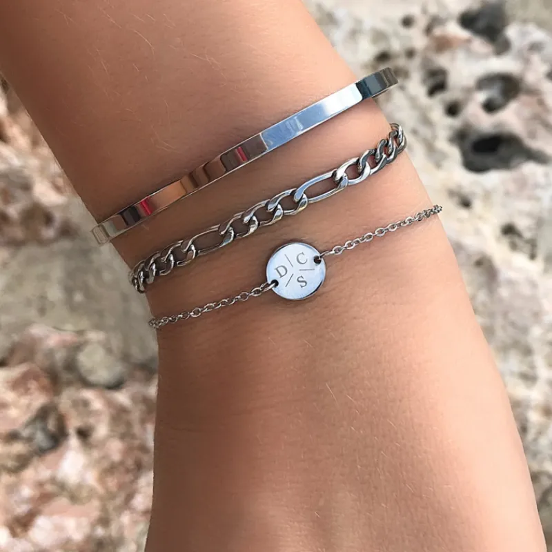 Finaste Armband 3 initialen met mini muntje Online