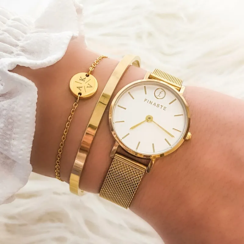 Finaste Armband 3 initialen met mini muntje goud kleurig Sale