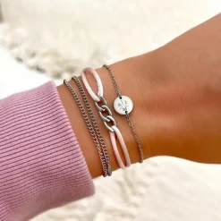 Finaste Armband 3 initialen met mini muntje Online