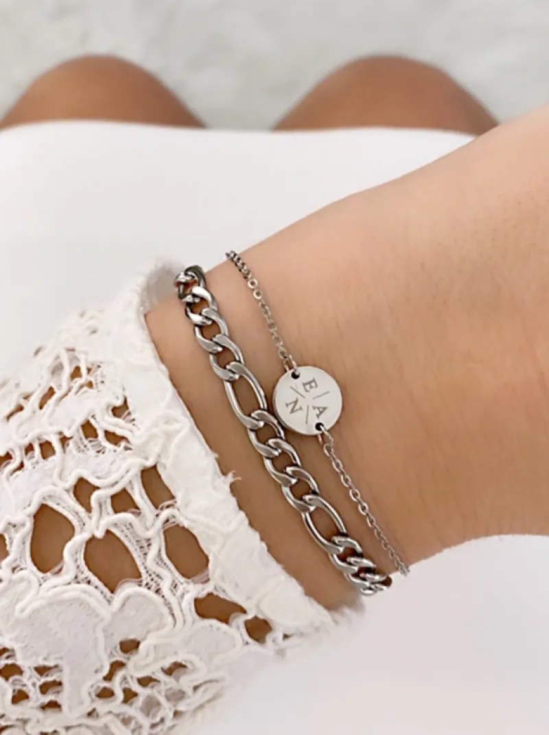 Finaste Armband 3 initialen met mini muntje Online
