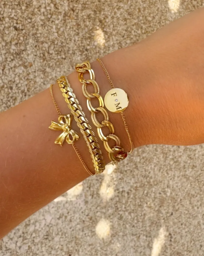 Finaste Armband 2 initials exclusive goudkleurig Sale