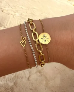Finaste Armband 4 initials exclusive goudkleurig Fashion