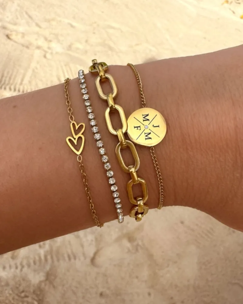 Finaste Armband 4 initials exclusive goudkleurig Fashion