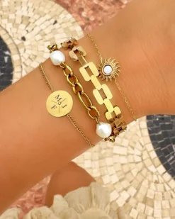 Finaste Armband 3 initials exclusive goudkleurig Online
