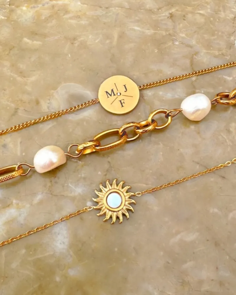 Finaste Armband 3 initials exclusive goudkleurig Online