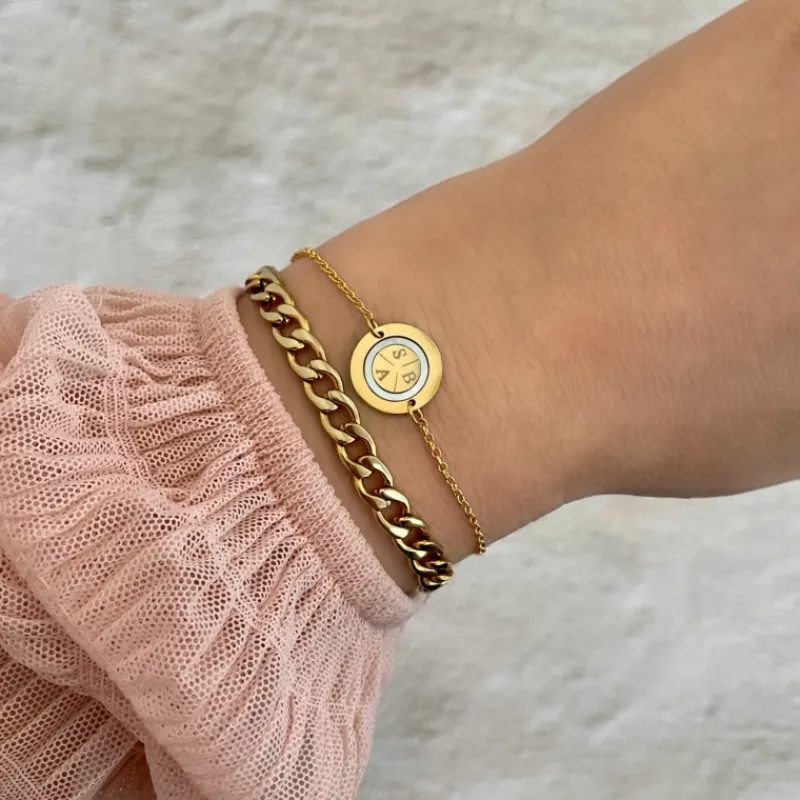 Finaste Armband 3 initials luxury kleur goud Clearance