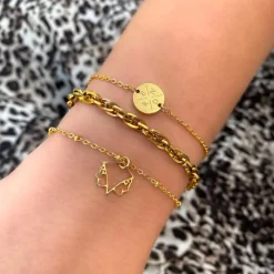Finaste Armband 4 letters met mini coin goud kleurig Outlet