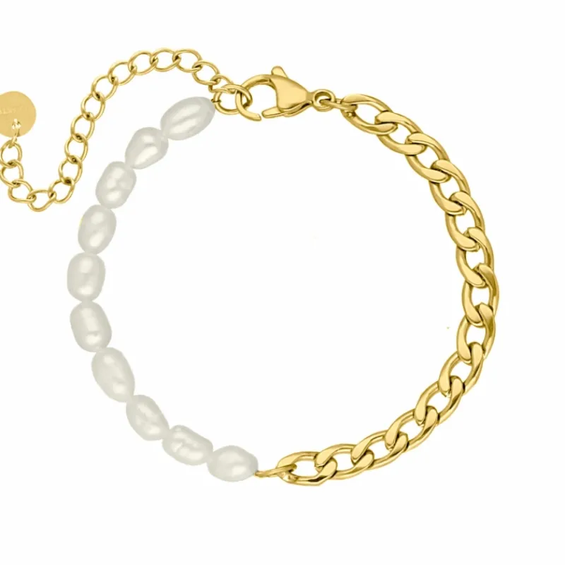Finaste Armband Chain & Pearl goud kleurig Clearance