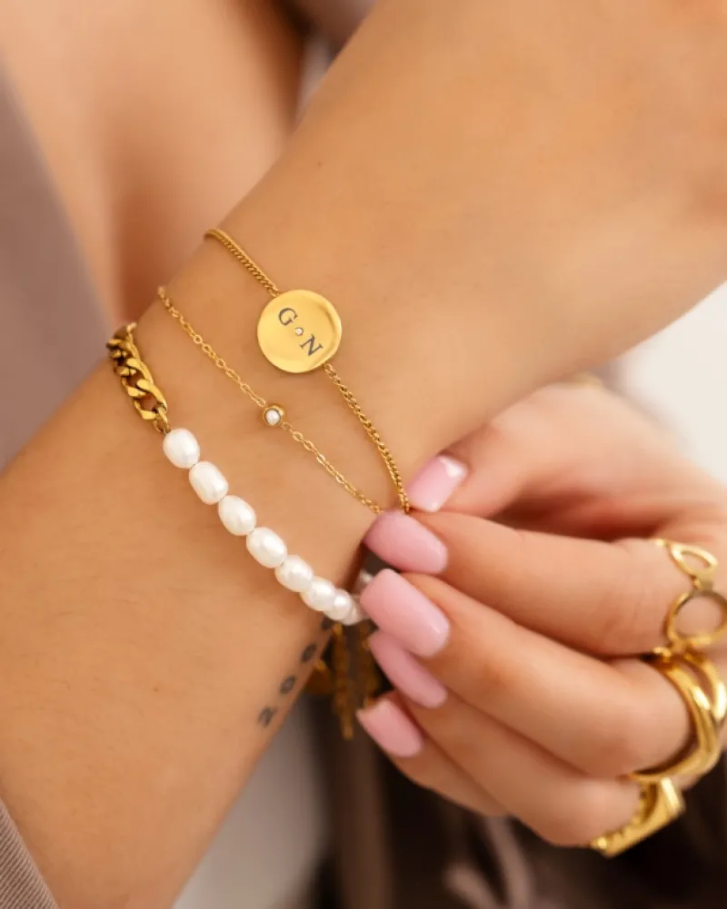 Finaste Armband Chain & Pearl goud kleurig Clearance