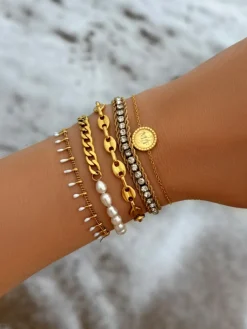 Finaste Armband Chain & Pearl goud kleurig Clearance