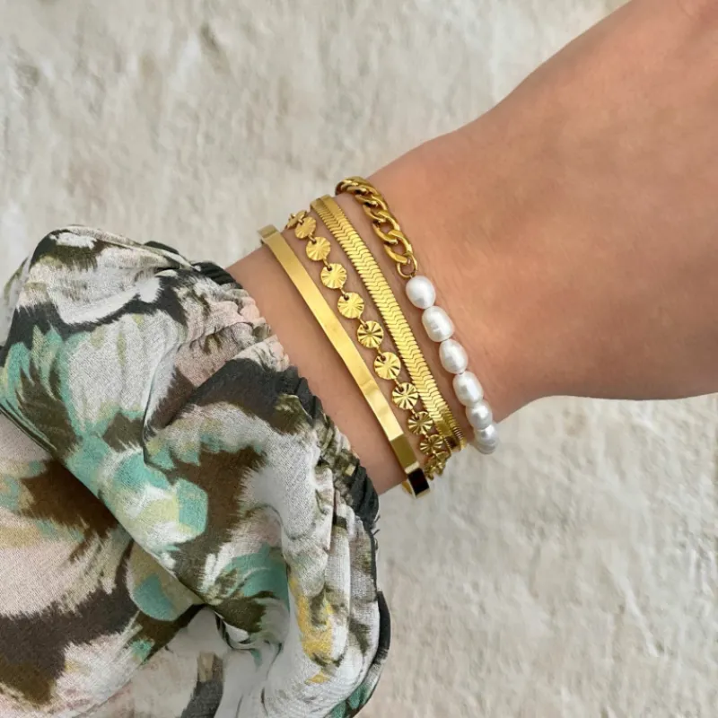 Finaste Armband Chain & Pearl goud kleurig Clearance
