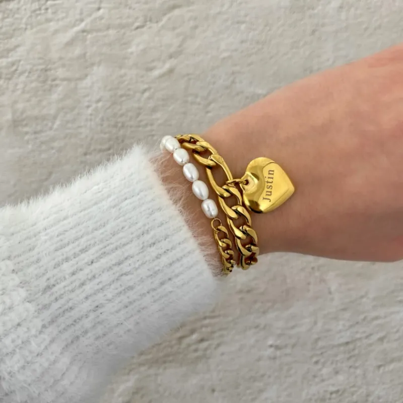 Finaste Armband Chain & Pearl goud kleurig Clearance