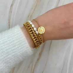 Finaste Armband Chain & Pearl goud kleurig Clearance