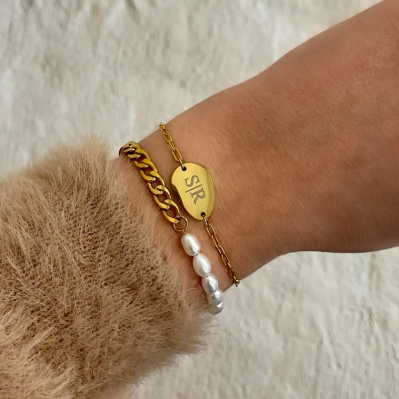 Finaste Armband Chain & Pearl goud kleurig Clearance