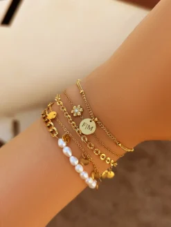 Finaste Armband Chain & Pearl goud kleurig Clearance