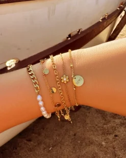 Finaste Armband Chain & Pearl goud kleurig Clearance