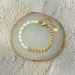 Finaste Armband Chain & Pearl goud kleurig Clearance