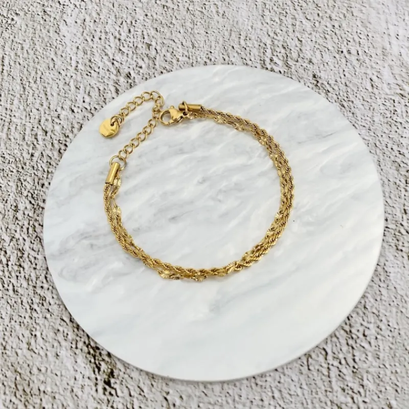 Finaste Armband double chain gold plated New