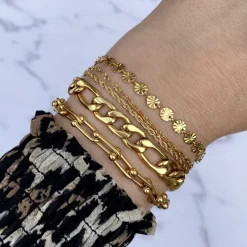 Finaste Armband flower chain gold plated Online
