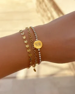 Finaste Armband flower chain gold plated Online