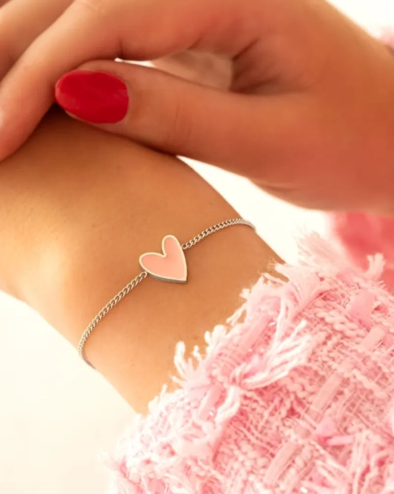 Finaste Armband love heart pink Discount
