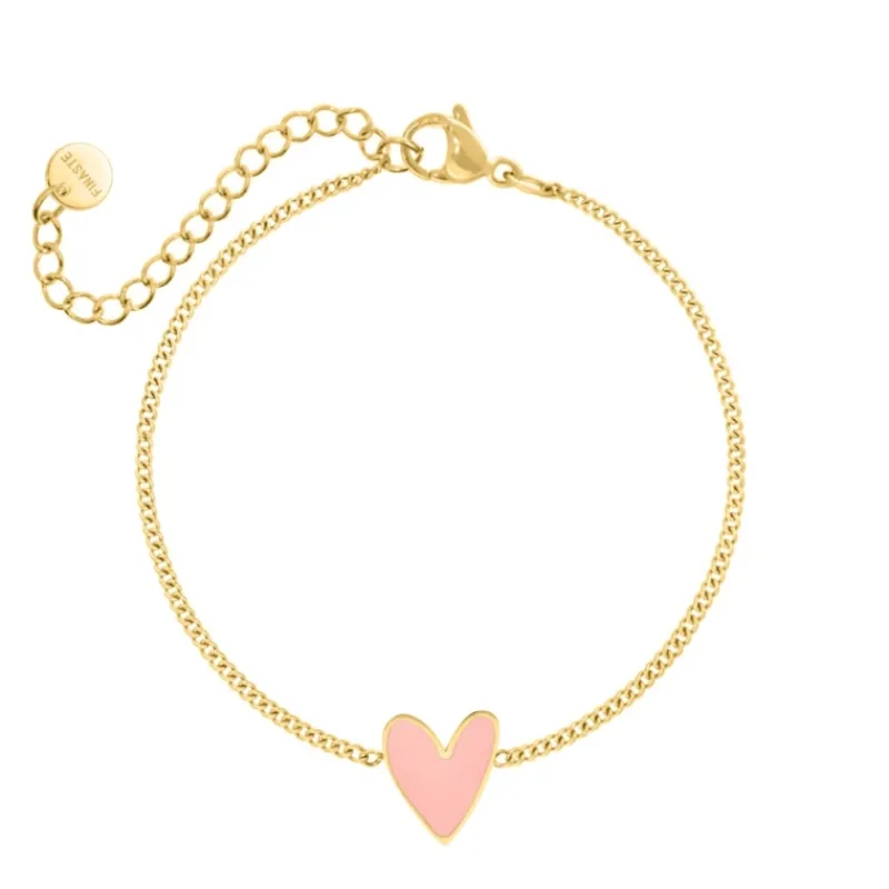 Finaste Armband love heart pink goudkleurig Best