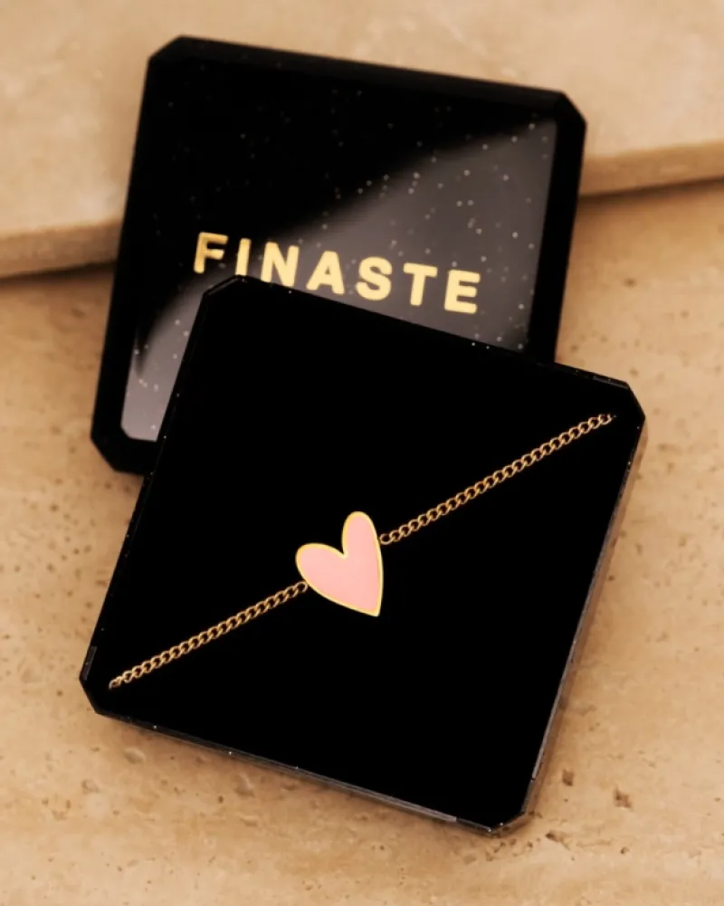 Finaste Armband love heart pink goudkleurig Best