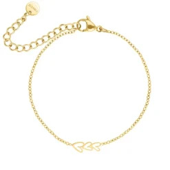 Finaste Armband love hearts triple goudkleurig Outlet