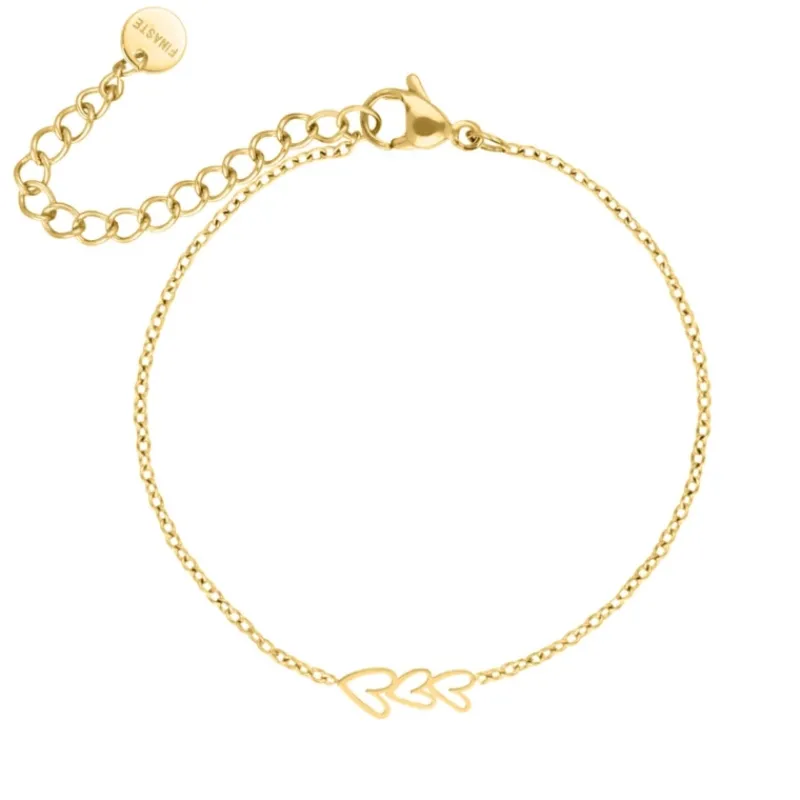 Finaste Armband love hearts triple goudkleurig Outlet