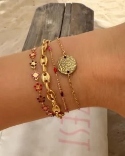 Finaste Armband met chunky chains goudkleurig Fashion