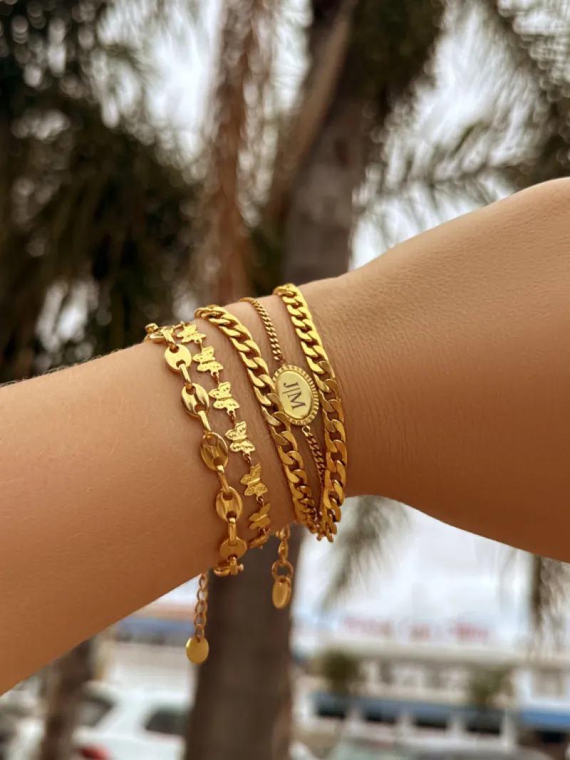Finaste Armband met chunky chains goudkleurig Fashion