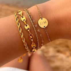 Finaste Armband met chunky chains goudkleurig Fashion