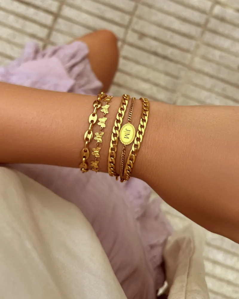 Finaste Armband met chunky chains goudkleurig Fashion