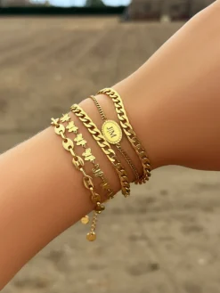 Finaste Armband met chunky chains goudkleurig Fashion