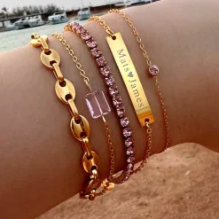 Finaste Armband met chunky chains goudkleurig Fashion