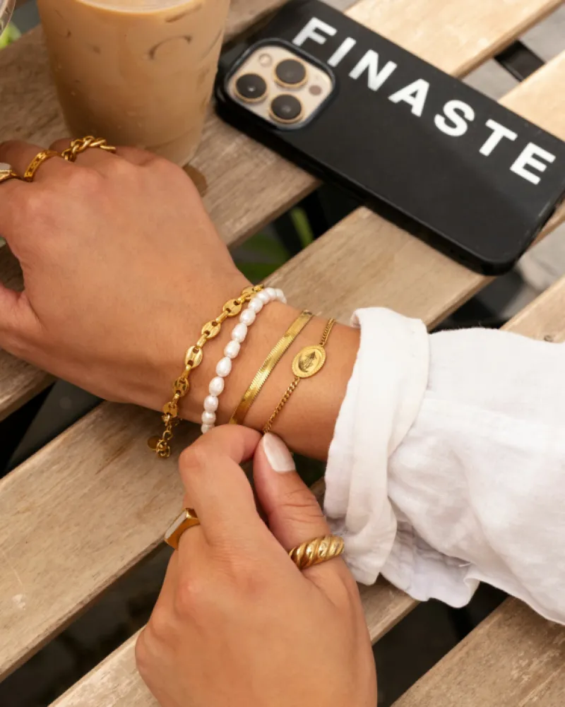 Finaste Armband met chunky chains goudkleurig Fashion
