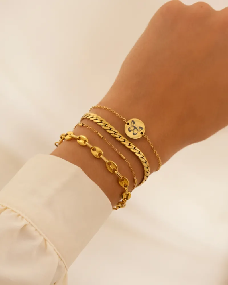 Finaste Armband met chunky chains goudkleurig Fashion