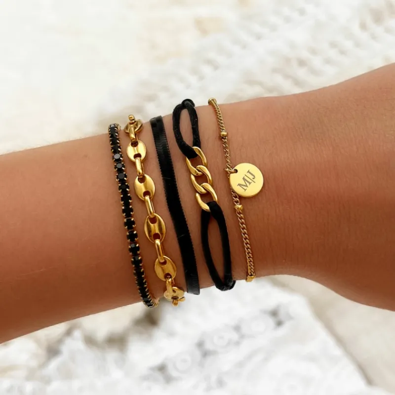 Finaste Armband met chunky chains goudkleurig Fashion