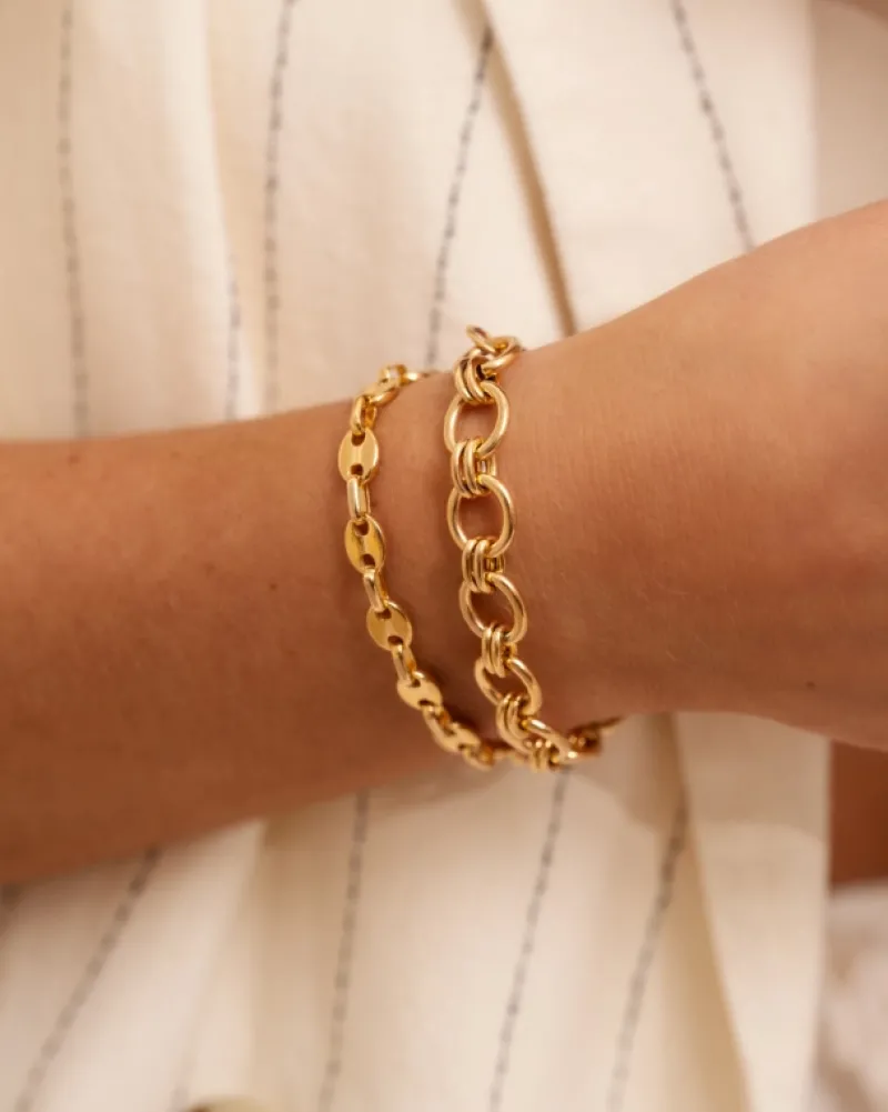 Finaste Armband met chunky chains goudkleurig Fashion