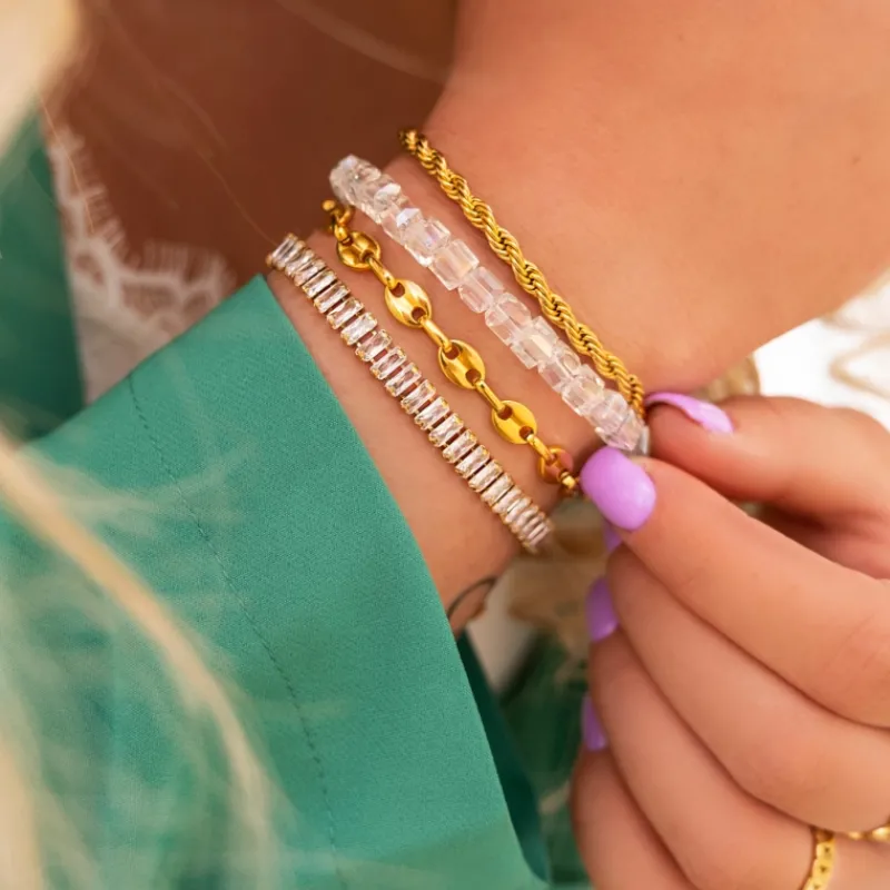 Finaste Armband met chunky chains goudkleurig Fashion