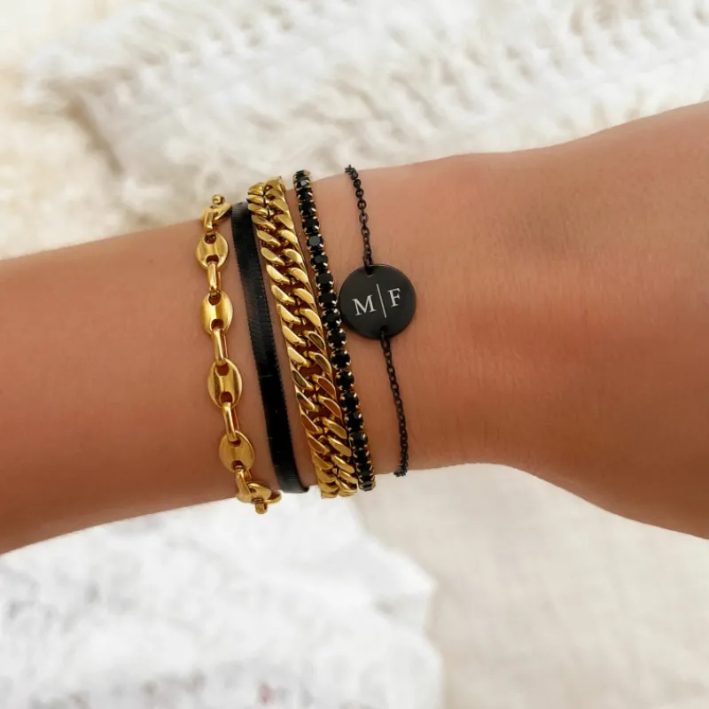 Finaste Armband met chunky chains goudkleurig Fashion
