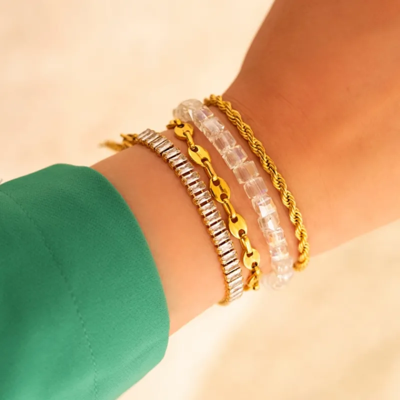 Finaste Armband met chunky chains goudkleurig Fashion