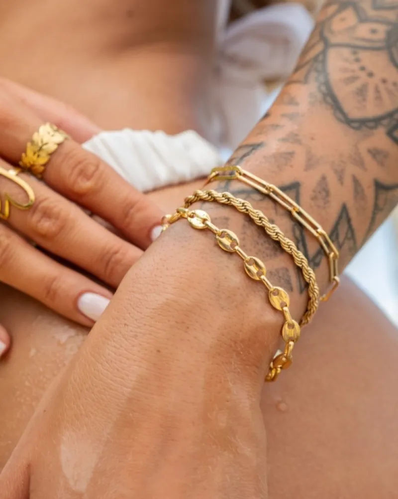 Finaste Armband met chunky chains goudkleurig Fashion