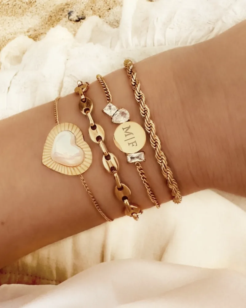 Finaste Armband met chunky chains goudkleurig Fashion