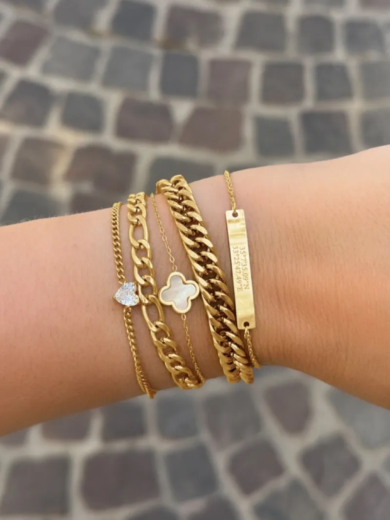 Finaste Armband met coördinaten goudkleurig New